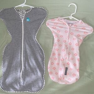 Gray and Pink Baby Swaddle Set